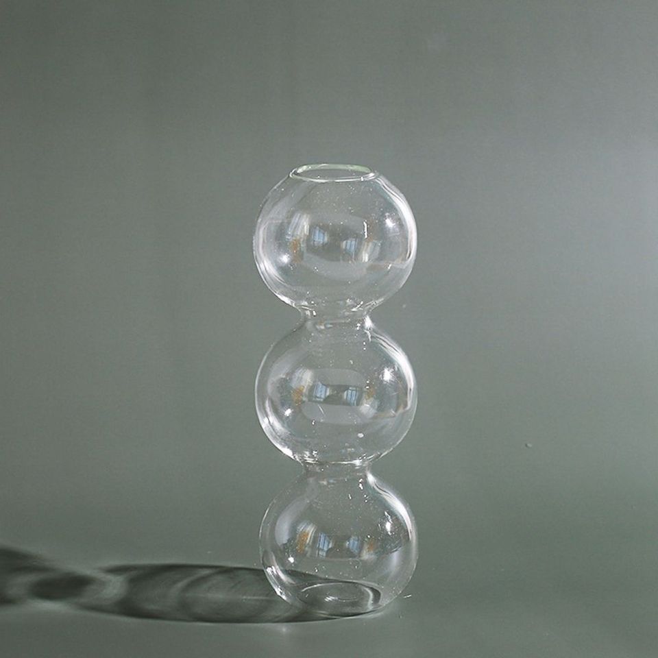 Vase bleu en verre transparent pour plante hydroponique Transparent A