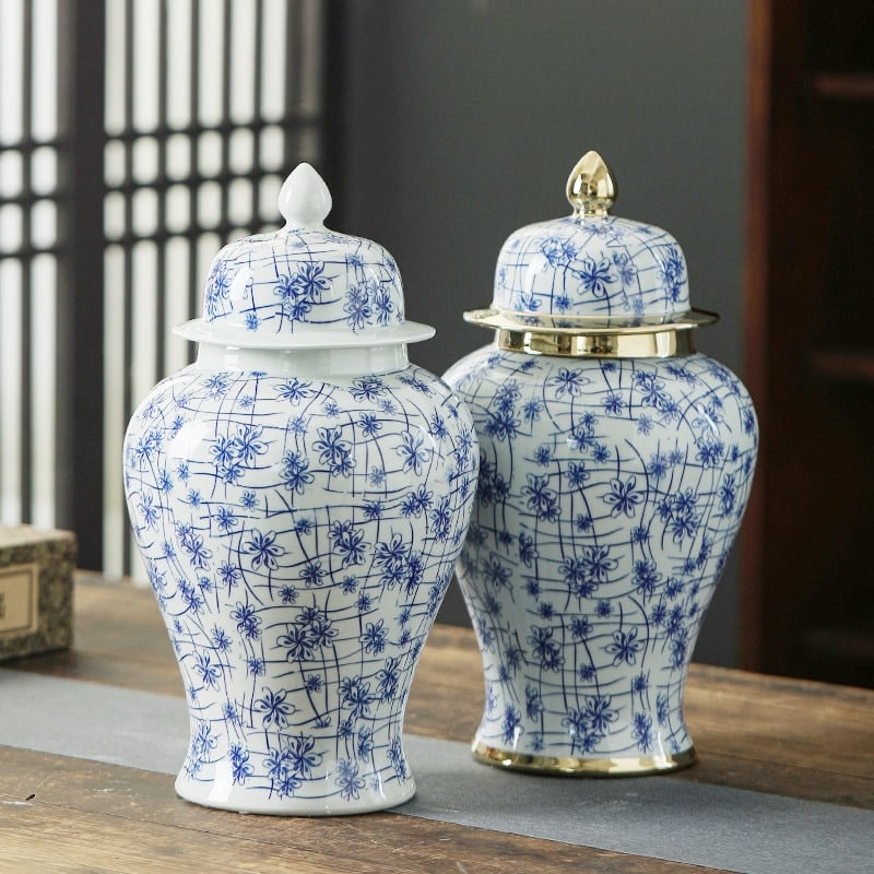 Vase bleu stylé en céramique chinoise_1