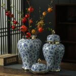 Vase bleu stylé en céramique chinoise_10