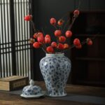 Vase bleu stylé en céramique chinoise_5