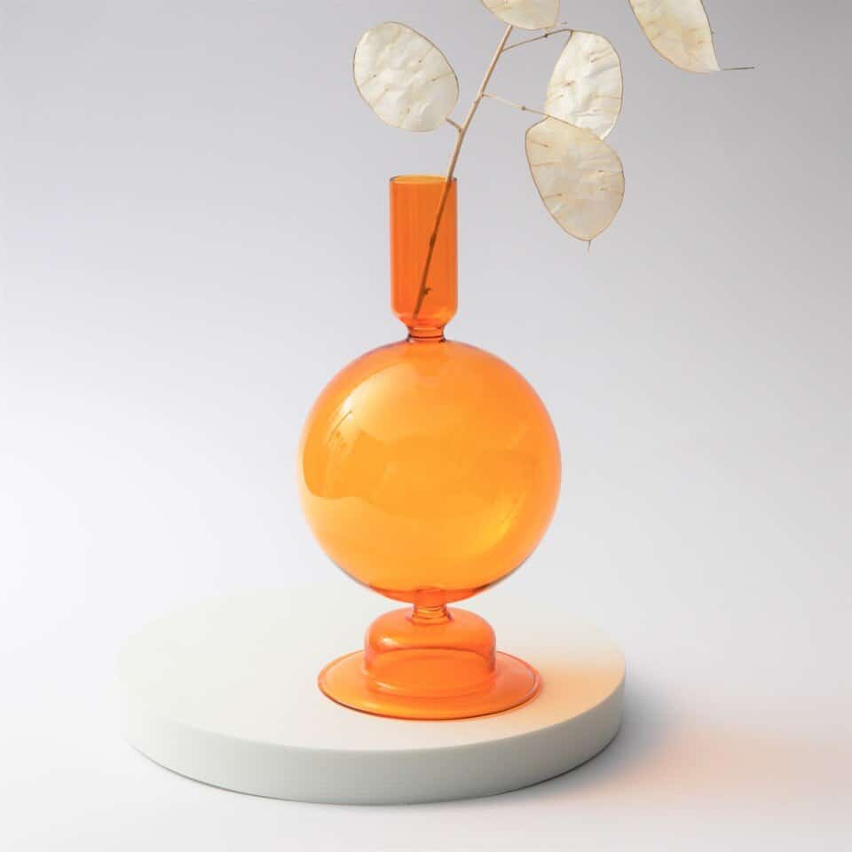 Vase bougeoirs coniques en verre 1m Orange