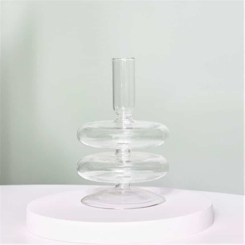 Vase bougeoirs coniques en verre 1m Transparent