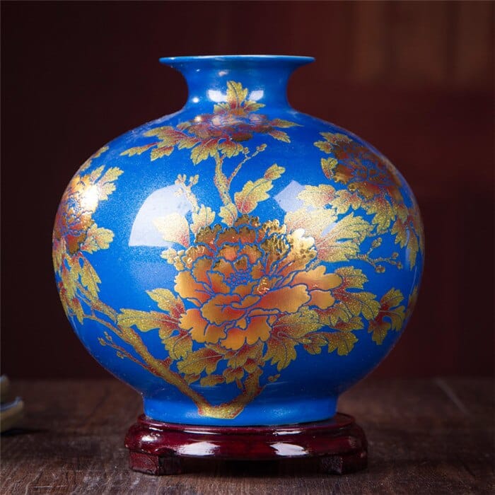 Vase chinois à pommes créatif en céramique Bleu