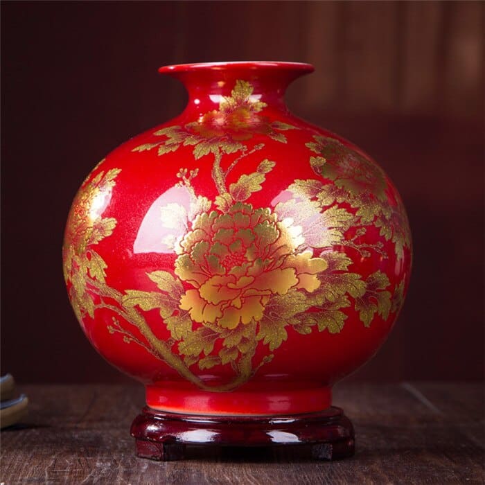 Vase chinois à pommes créatif en céramique Rouge