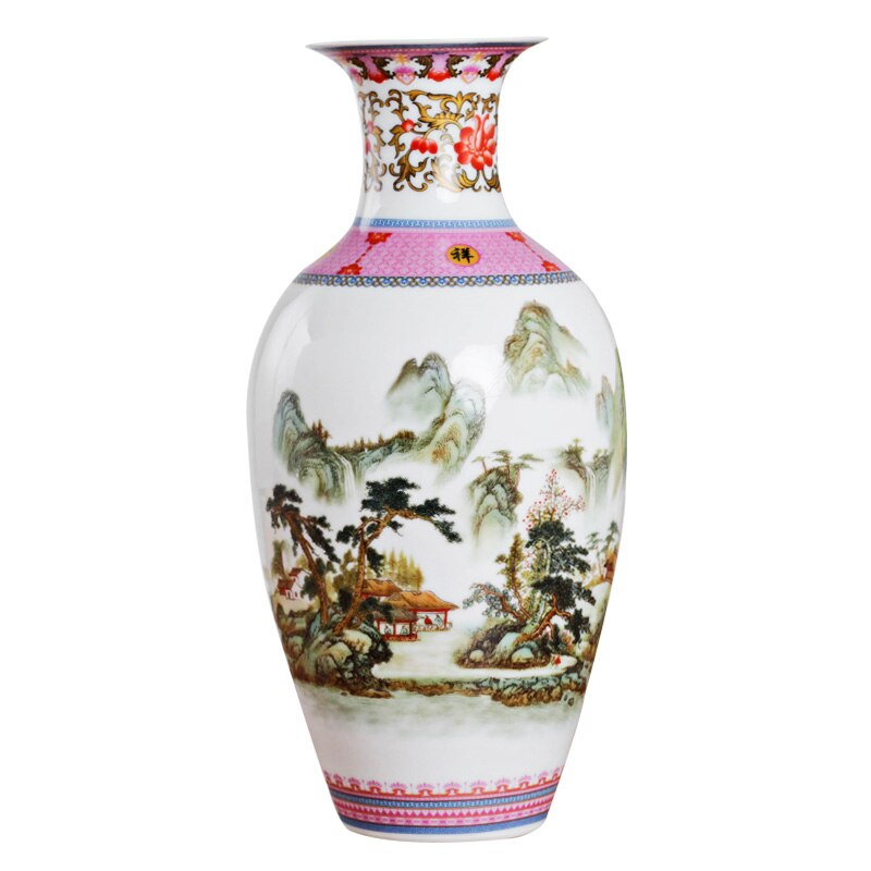 Vase chinois à surface lisse décoration de salon Paysage