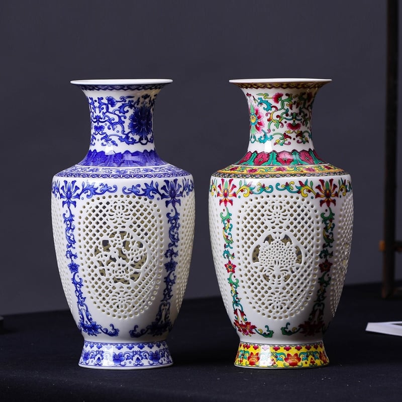 Vase chinois ajouré à la mode pour ornement de salon_1