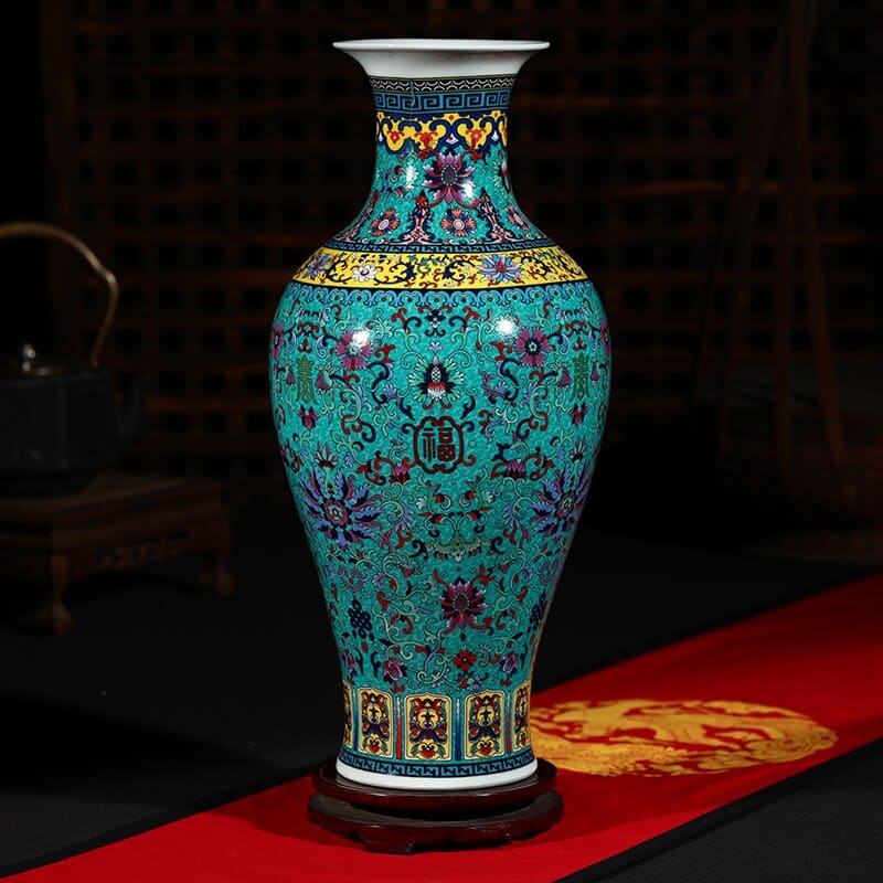 Vase chinois élégant design original accessoires de salon Bleu