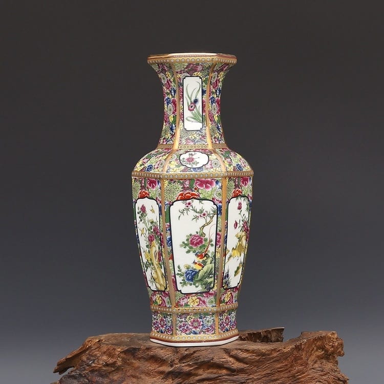 Vase chinois hexagonal style antique pour salon_1