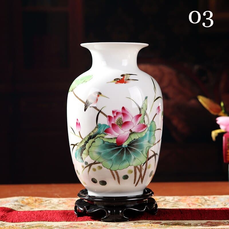Vase chinois impression Vintage en couleur blanche_4