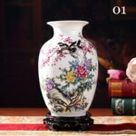Vase chinois impression Vintage en couleur blanche_8