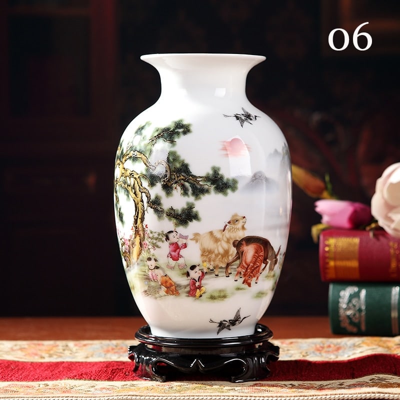 Vase chinois impression Vintage en couleur blanche Enfant