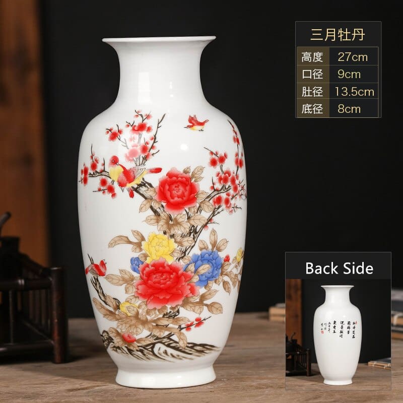 Vase chinois style antique en céramique pour décoration intérieure Rose