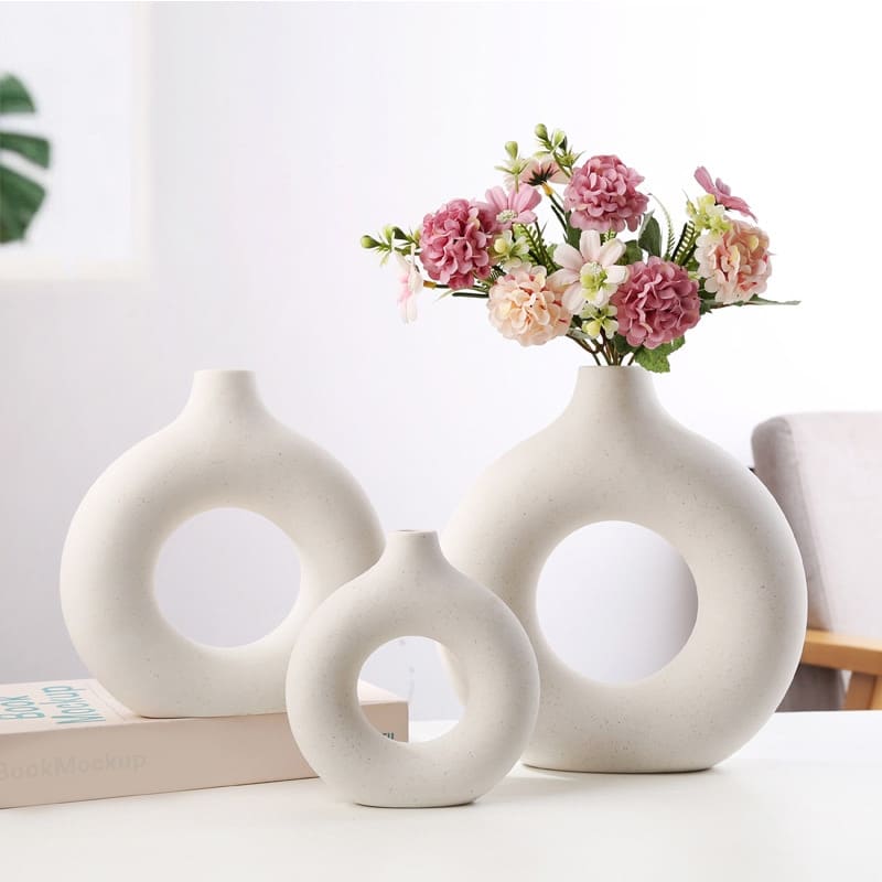 Vase circulaire creux en céramique de style nordique_1