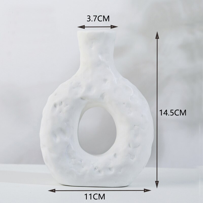 Vase circulaire creux en céramique de style nordique Blanche