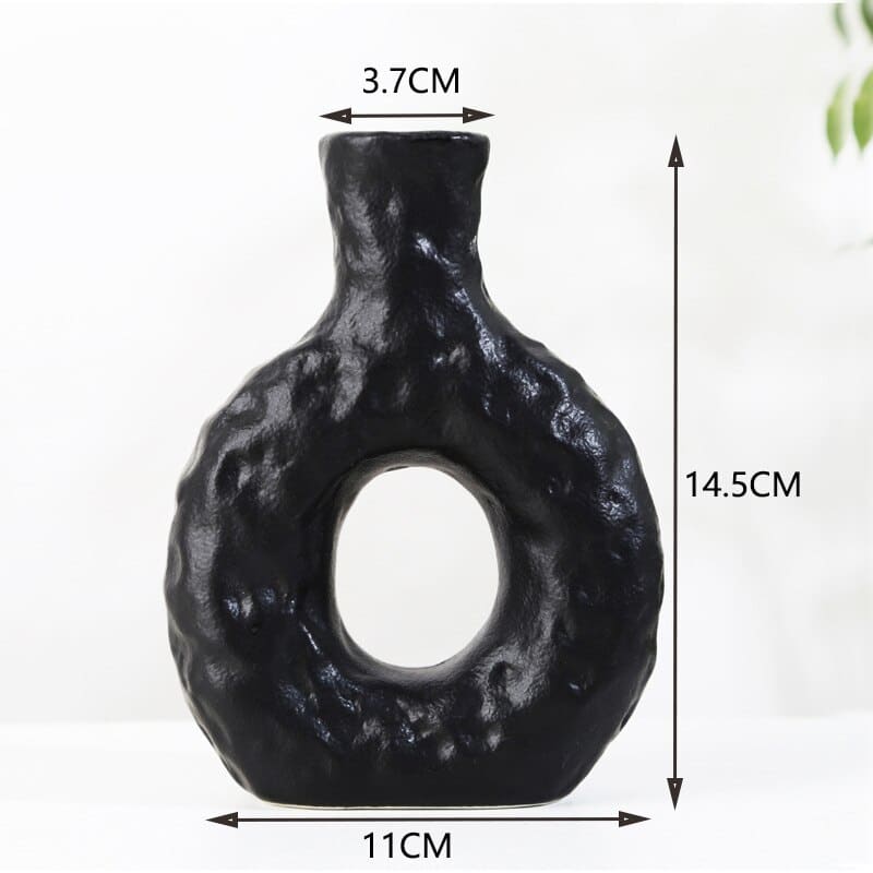 Vase circulaire creux en céramique de style nordique Noire