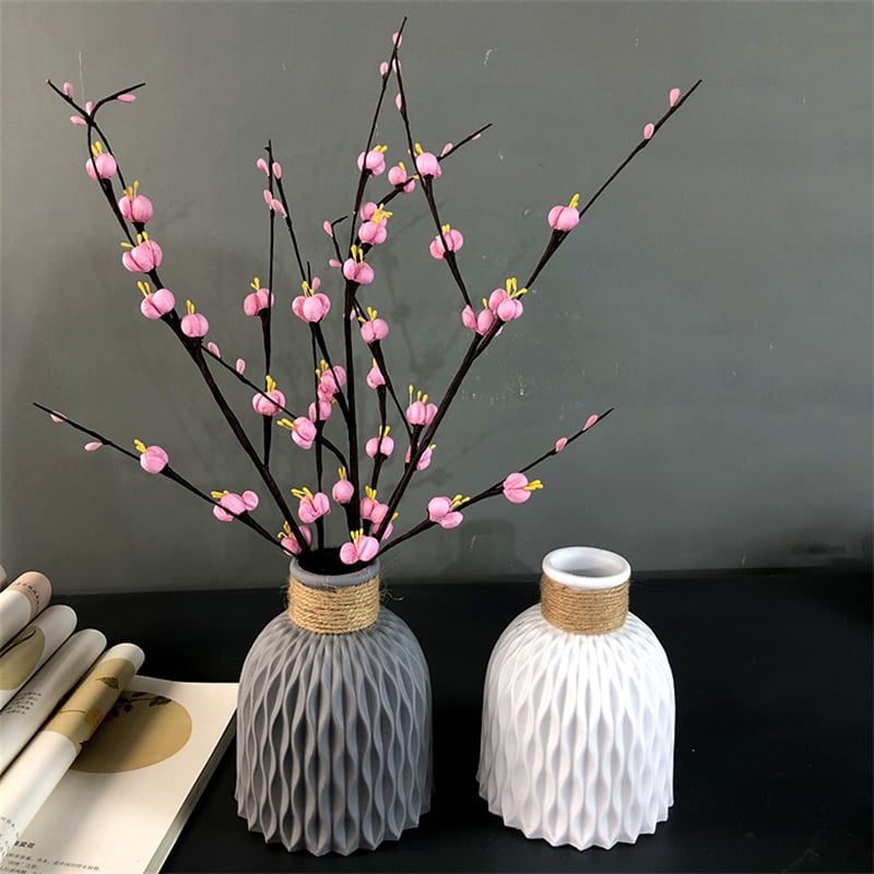 Vase de décoration à fleurs moderne à imitation céramique et plastique_1