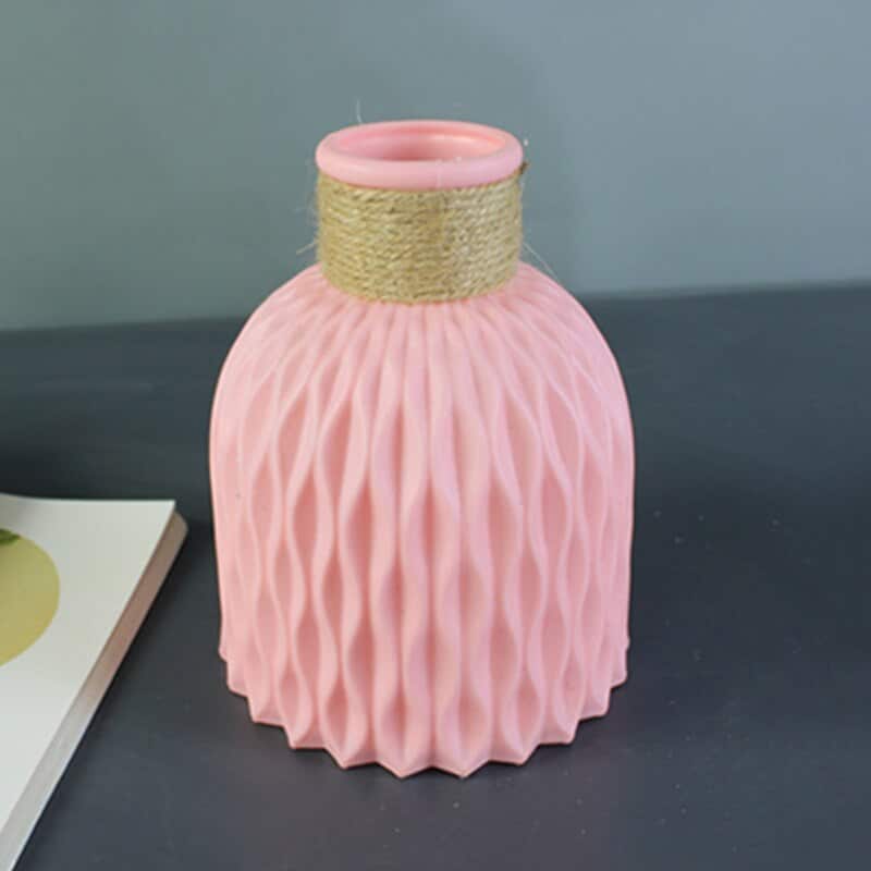 Vase de décoration à fleurs moderne à imitation céramique et plastique Rose