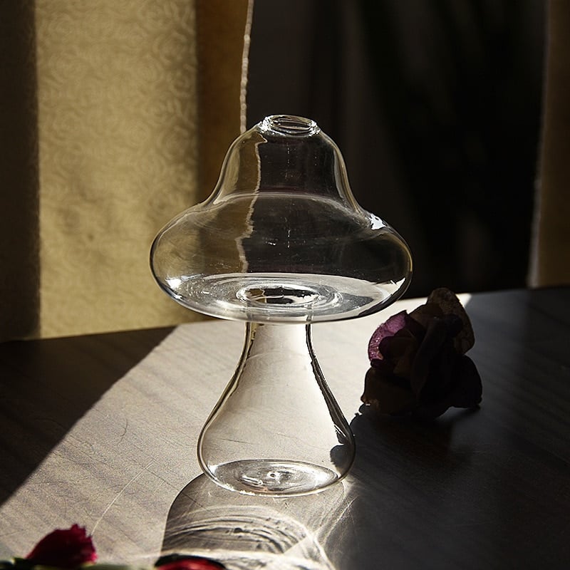 Vase de décoration en verre en forme de champignon hydroponique 1pièce