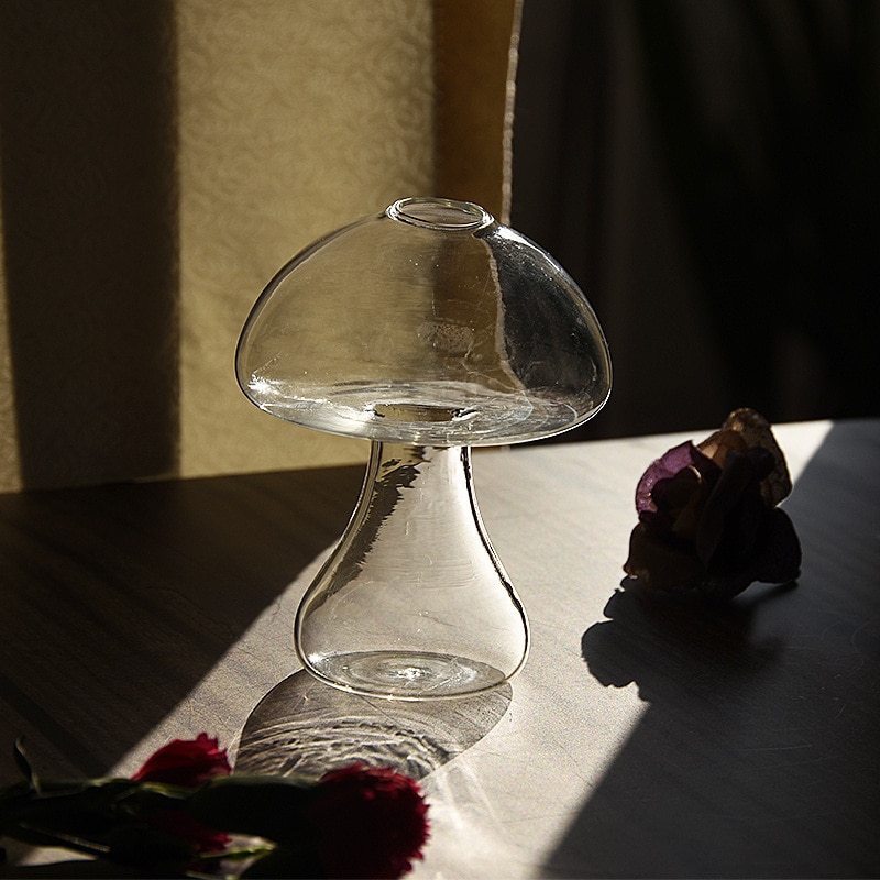 Vase de décoration en verre en forme de champignon hydroponique 1pièce_