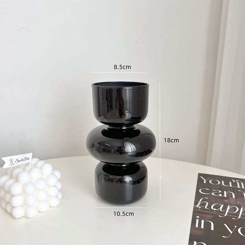 Vase de décoration nordique pour salon en verre coloré Noire