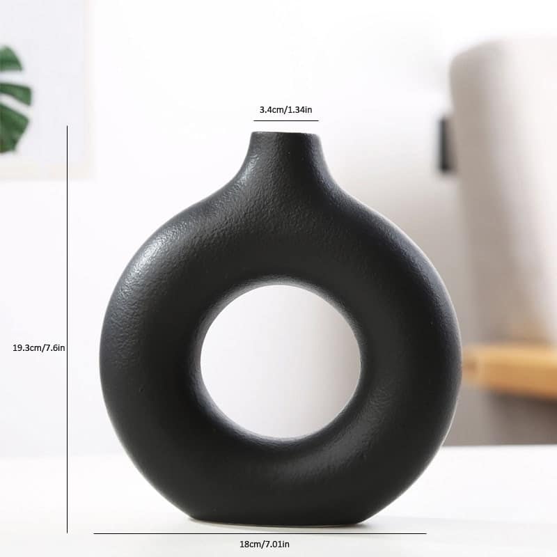 Vase de décoration pour la maison circulaire nordique en céramique Noire M