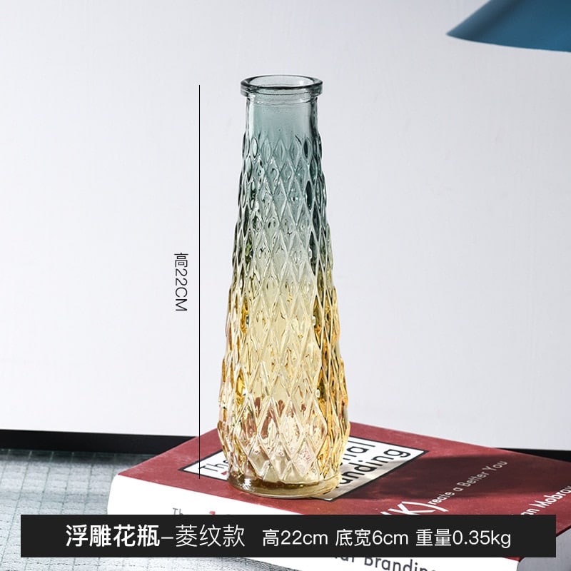 Vase de décoration rétro en verre transparent en relief Chine