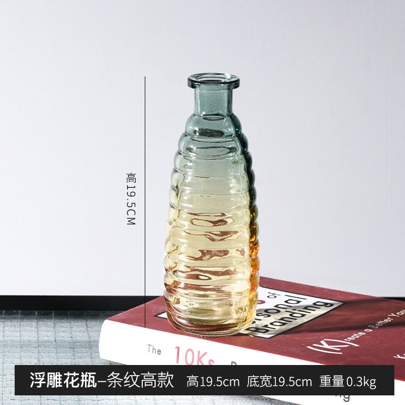 Vase de décoration rétro en verre transparent en relief Chine_