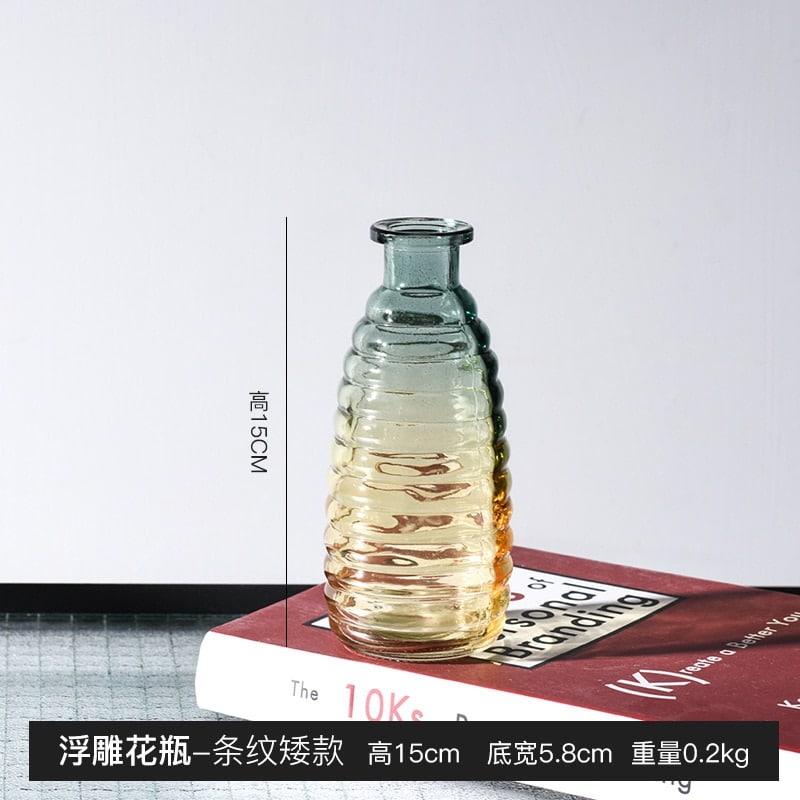 Vase de décoration rétro en verre transparent en relief Chine__