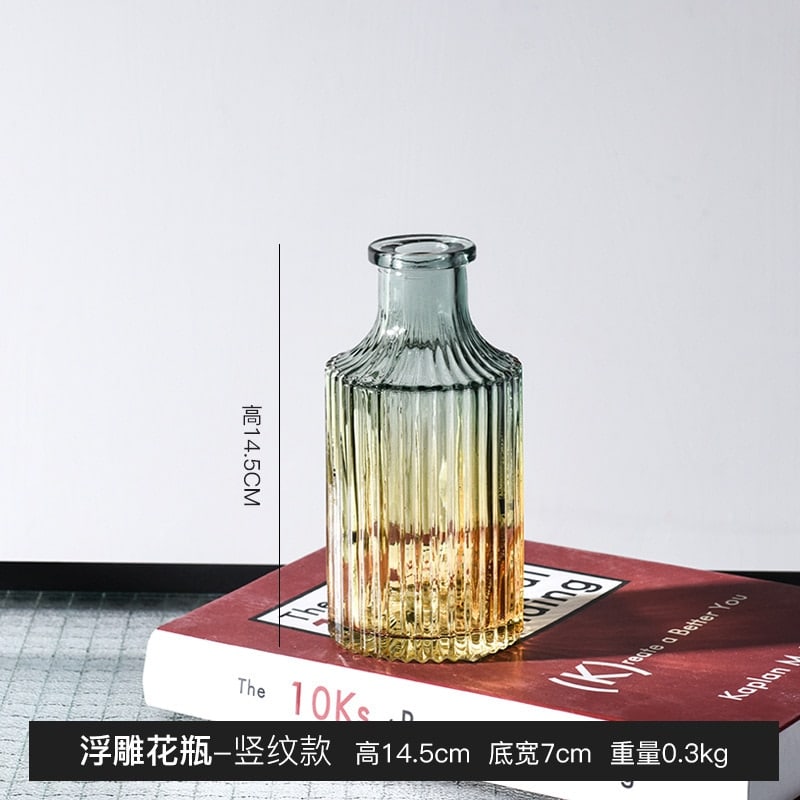 Vase de décoration rétro en verre transparent en relief Chine___