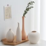 Vase de décoration table à manger en céramique beige_8