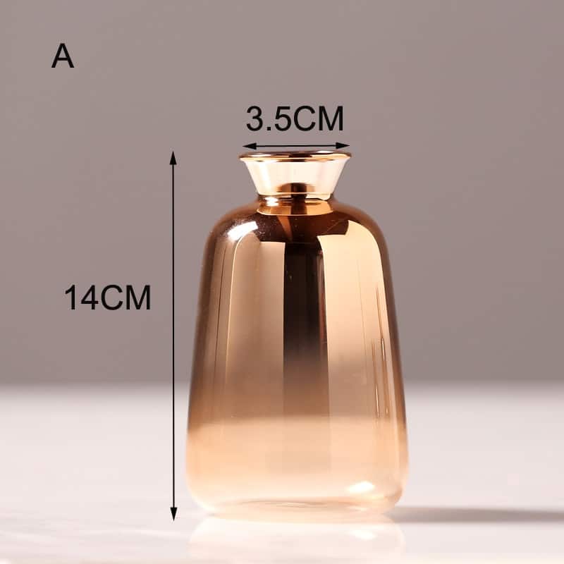 Vase de design moderne en verre doré galvanisé 14x3.5x9cm