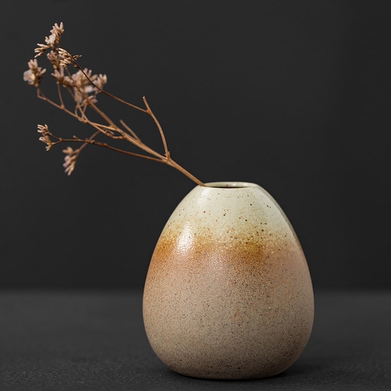 Vase de fleurs séchées en céramique japonaise pour table_1