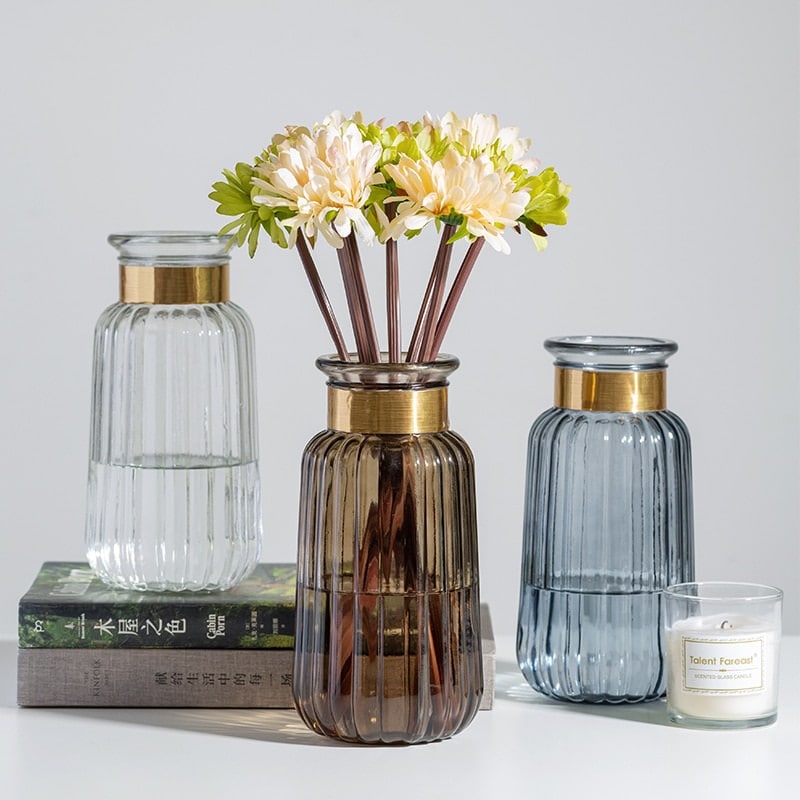Vase de fleurs séchées en verre style nordique pour maison_1