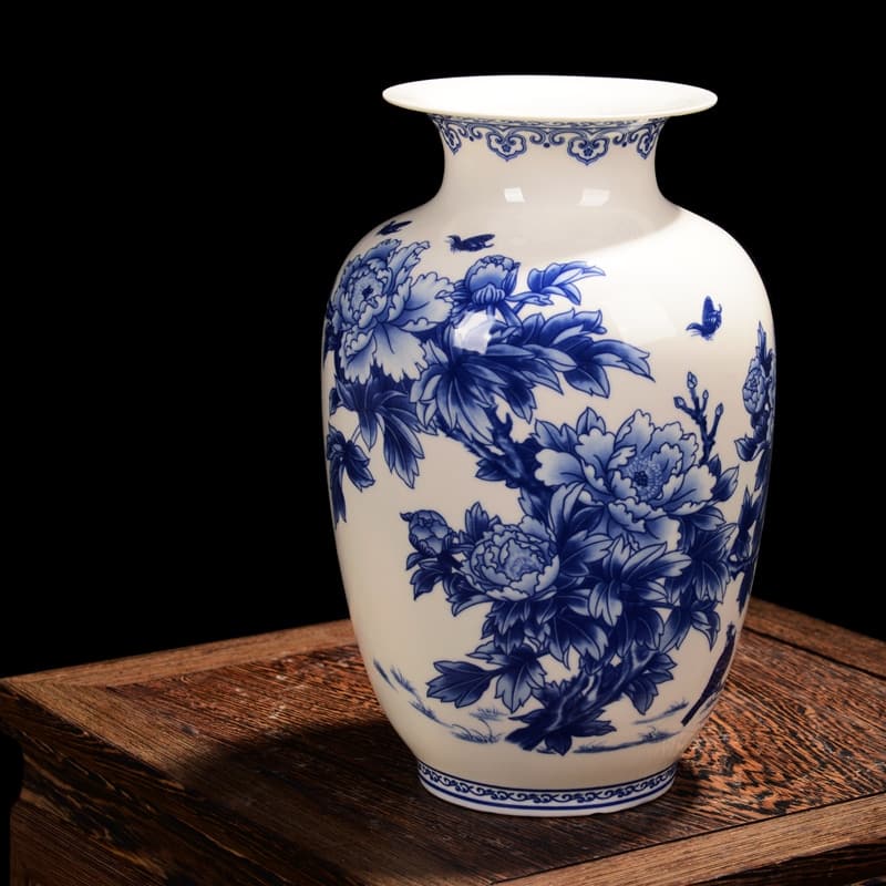 Vase de pivoine décoré en céramique de haute qualité blanc_1
