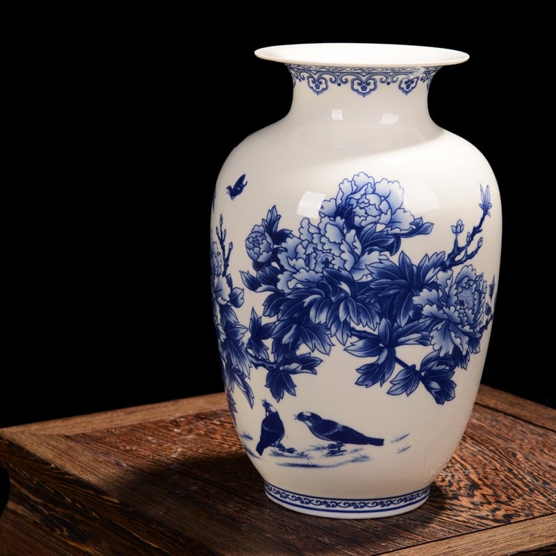 Vase de pivoine décoré en céramique de haute qualité blanc_4