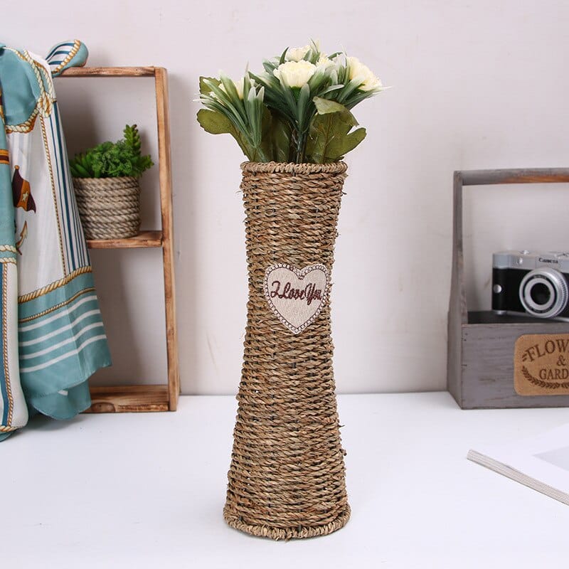 Vase de rangement artisanal en osier tissé pour décoration de jardin_8
