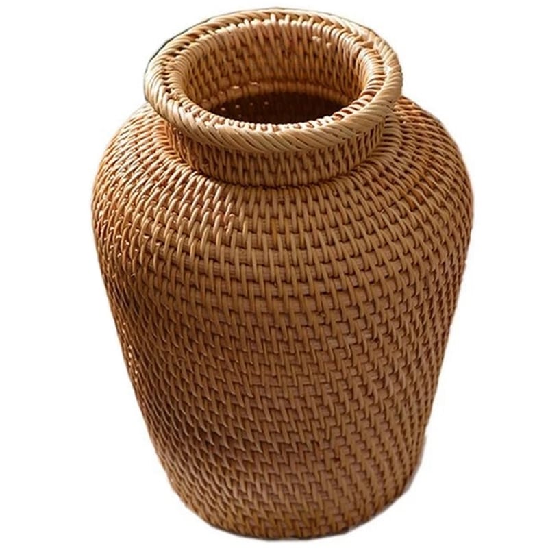 Vase de rangement rustique en osier et rotin pour maison_1