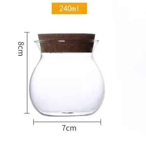 Vase de stockage d'aliment en verre sphérique avec bouchon liège 240ML