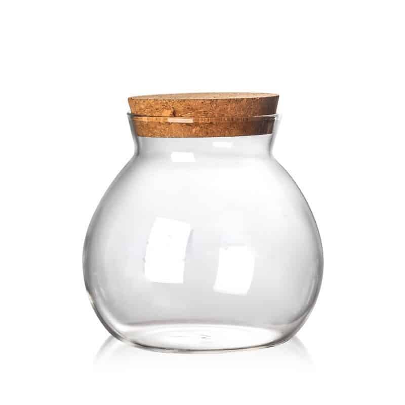 Vase de stockage d'aliment en verre sphérique avec bouchon liège_3