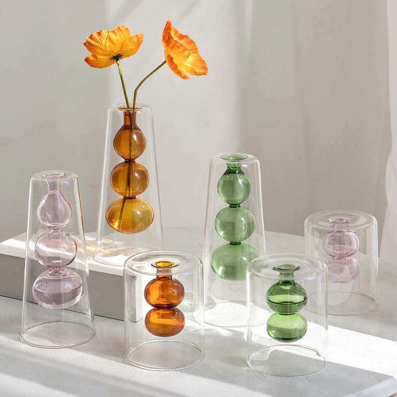 Vase décoratif de fleurs hydroponiques en verre_1