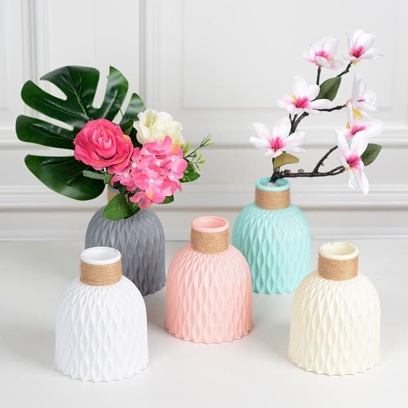Vase décoratif en plastique blanc à imitation céramique_3