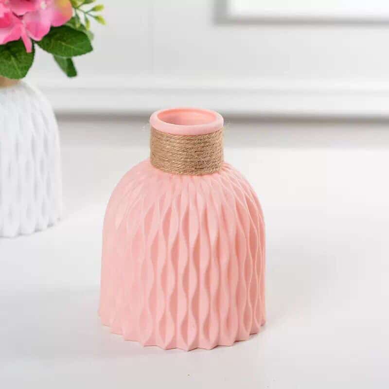 Vase décoratif en plastique blanc à imitation céramique Rose
