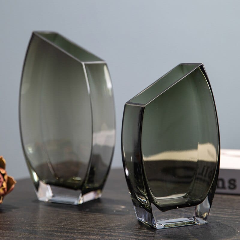 Vase décoratif en verre transparent à motif géométrique_3