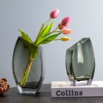 Vase décoratif en verre transparent à motif géométrique_7