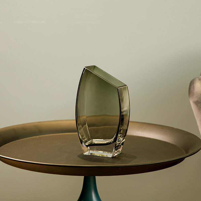 Vase décoratif en verre transparent à motif géométrique S