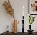 Vase design de style bougeoirs en verre noir pour salon_10