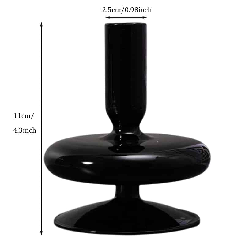 Vase design de style bougeoirs en verre noir pour salon 11cm