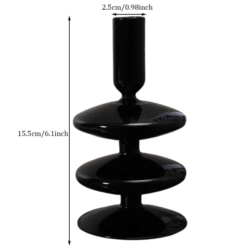 Vase design de style bougeoirs en verre noir pour salon 15.5cm