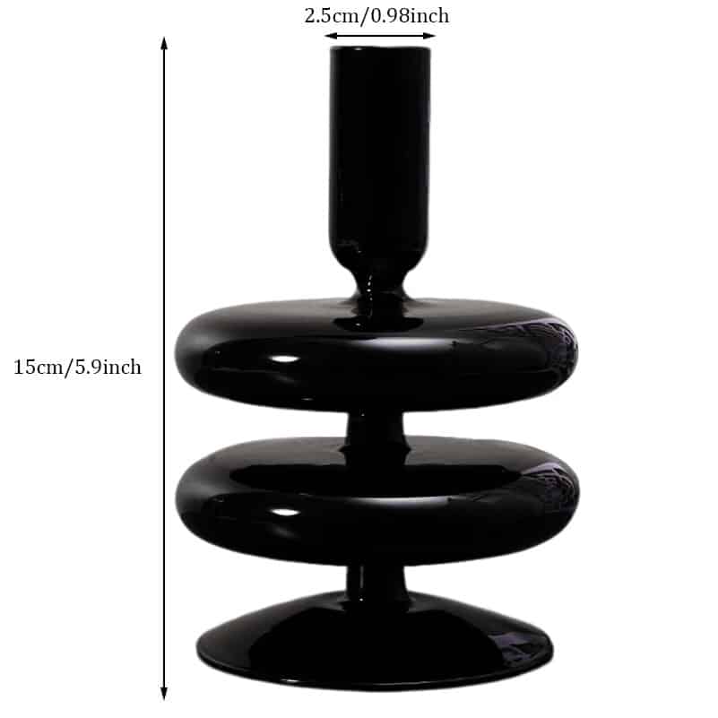 Vase design de style bougeoirs en verre noir pour salon 15cm