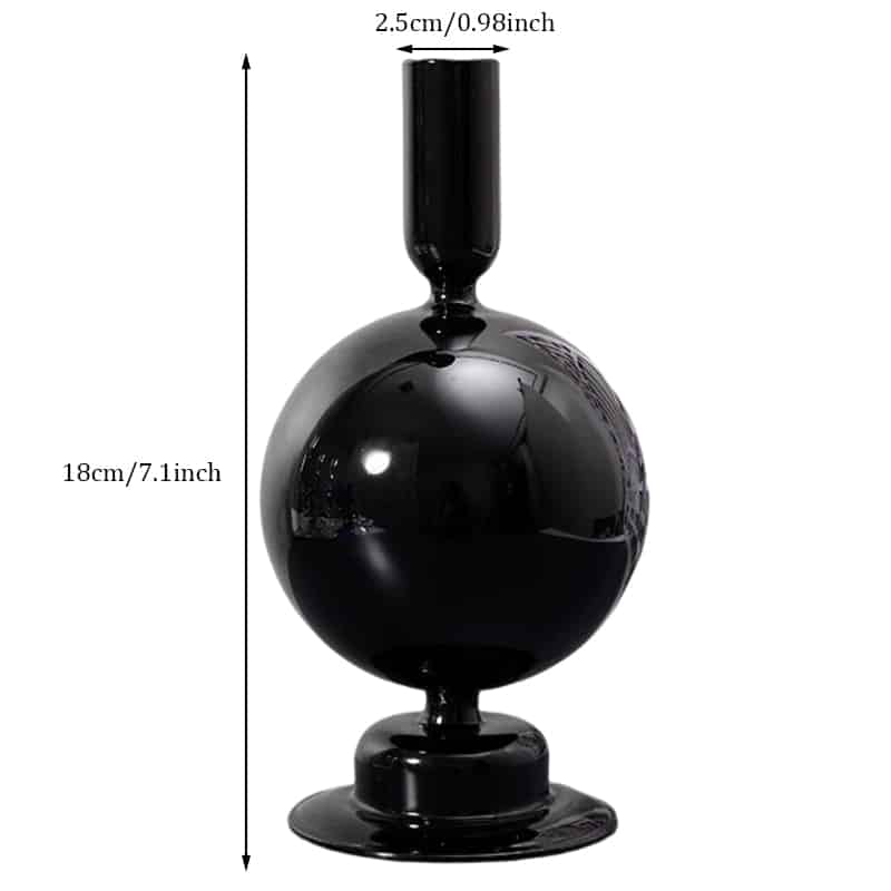 Vase design de style bougeoirs en verre noir pour salon 18 cm